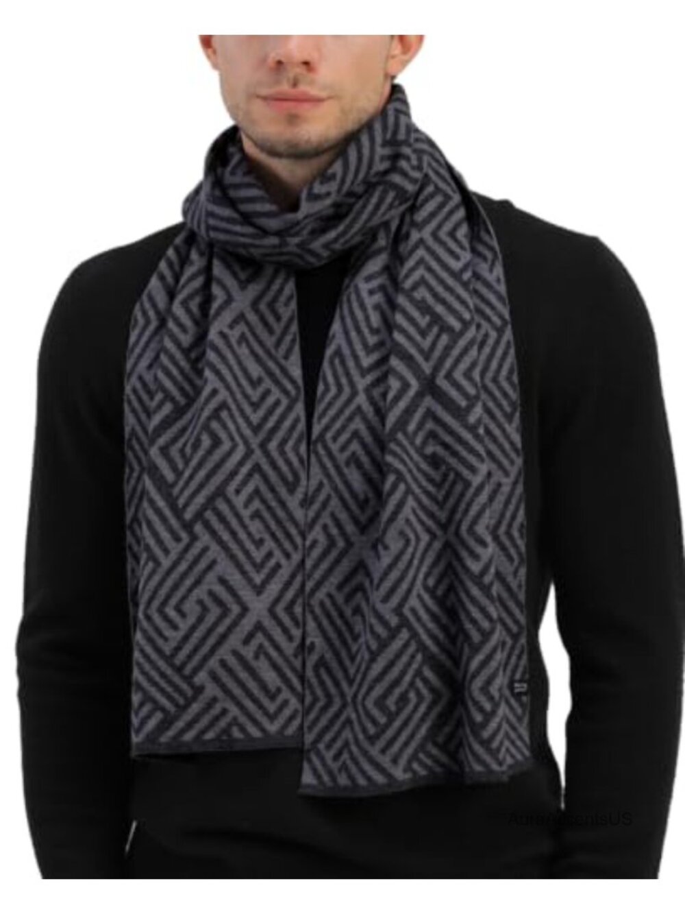 100% Merino Wool Scarf Men Women Jacquard Knitted Winter Shawl
